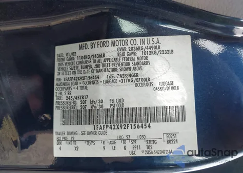 2002 Ford Mustang Gt z USA, uszkodzony, nr VIN 1FAFP42X92F156454